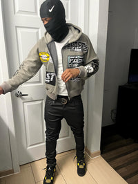 worker zip up grey
